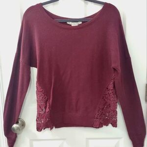 American Rag Burgundy Lace Accent Sweater Size M
